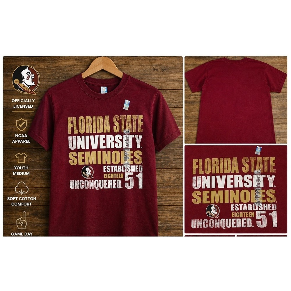 NWT FSU Seminoles Youth Medium Tee Florida State Garnet Gold NCAA Shirt